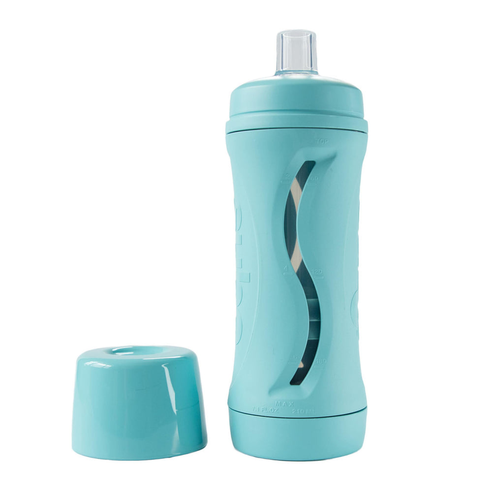Babeehive Subo aqua front view bottle for mess-free feeding.