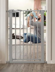 BABELIO 36-inch tall narrow baby gate side view showing secure fit in a tight opening