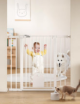 BABELIO baby gate 36-inch tall in doorway provides tall safety barrier for kids and pets.