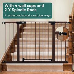 BABELIO Baby Gate door-latch closeup demonstrates secure double-lock lever for easy adult passage.