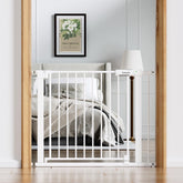 BABELIO Baby Gate wide walk-through door for easy stroller passage.
