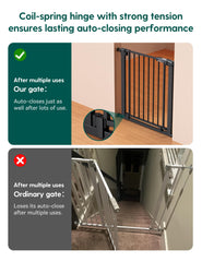 Babelio bottom baffles prevent gate swing on stairs and block gaps.