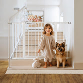 BABELIO metal baby gate extended width in doorway for child safety
