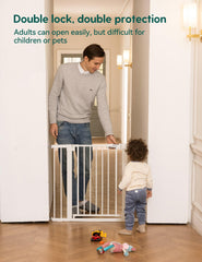 BABELIO metal baby gate walk-through doorway with one-handed latch