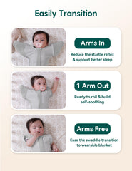 BABELIO swaddle with temperature strip visible for monitoring baby's comfort