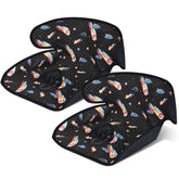 Babenest Meteor-Black car seat protector pattern reduces potty-training anxiety.