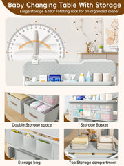 BabeNova adjustable height feature enables comfortable diaper changes for caregivers.
