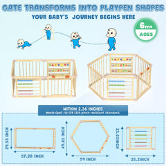 BabeNova playpen gate with one-hand open mechanism for easy adult access.