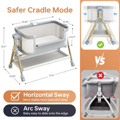 BabeNova rocking bassinet motion, smooth sway for soothing baby to sleep
