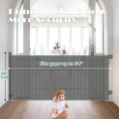 Babepai retractable baby gate stairs-use promotes child and pet boundary.