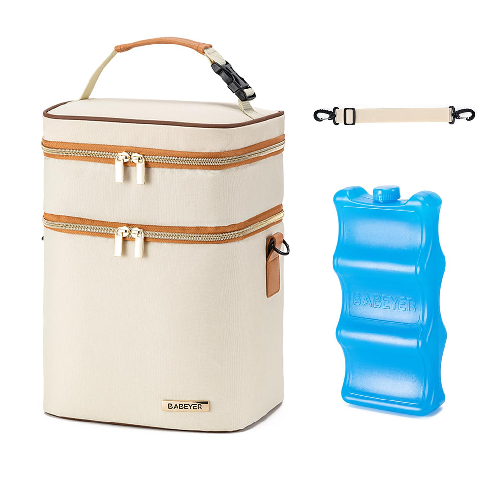 BABEYER breastmilk cooler bag shows six 9oz bottles for on-the-go feeding.