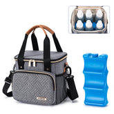 BABEYER breastmilk cooler bag with ice pack holds up to six 9-ounce bottles for travel.