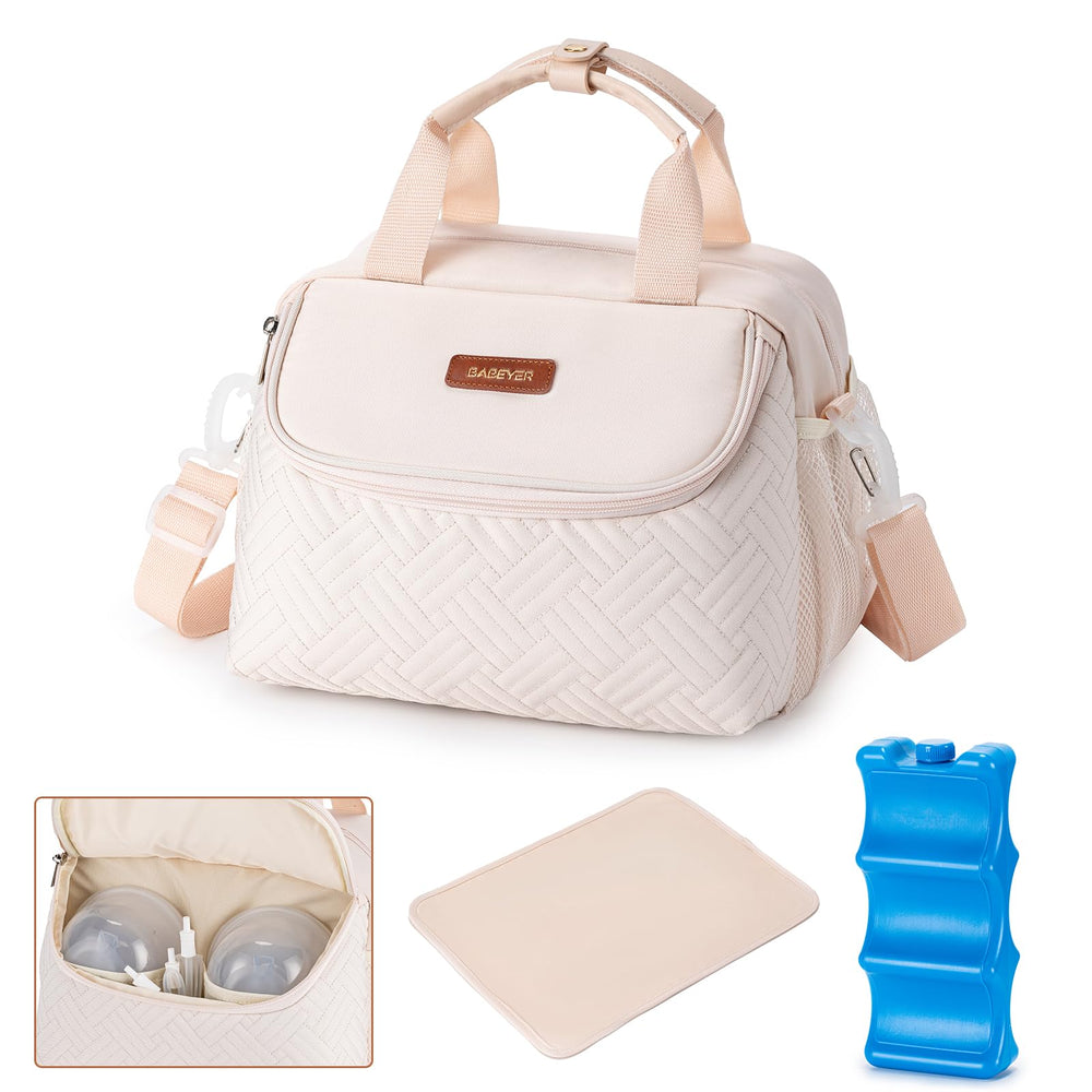 BABEYER breastmilk cooler bag with ice pack keeps bottles cold on the go.
