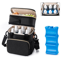 BABEYER breastmilk cooler bag interior bottle compartment keeps six 9-ounce bottles organized.
