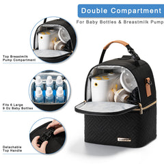 BABEYER Breastmilk Cooler Bag lower compartment stores bottles securely for transport.