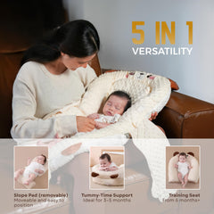 BabieBoo bottle feeding pillow provides ergonomic support during cozy feeding sessions.