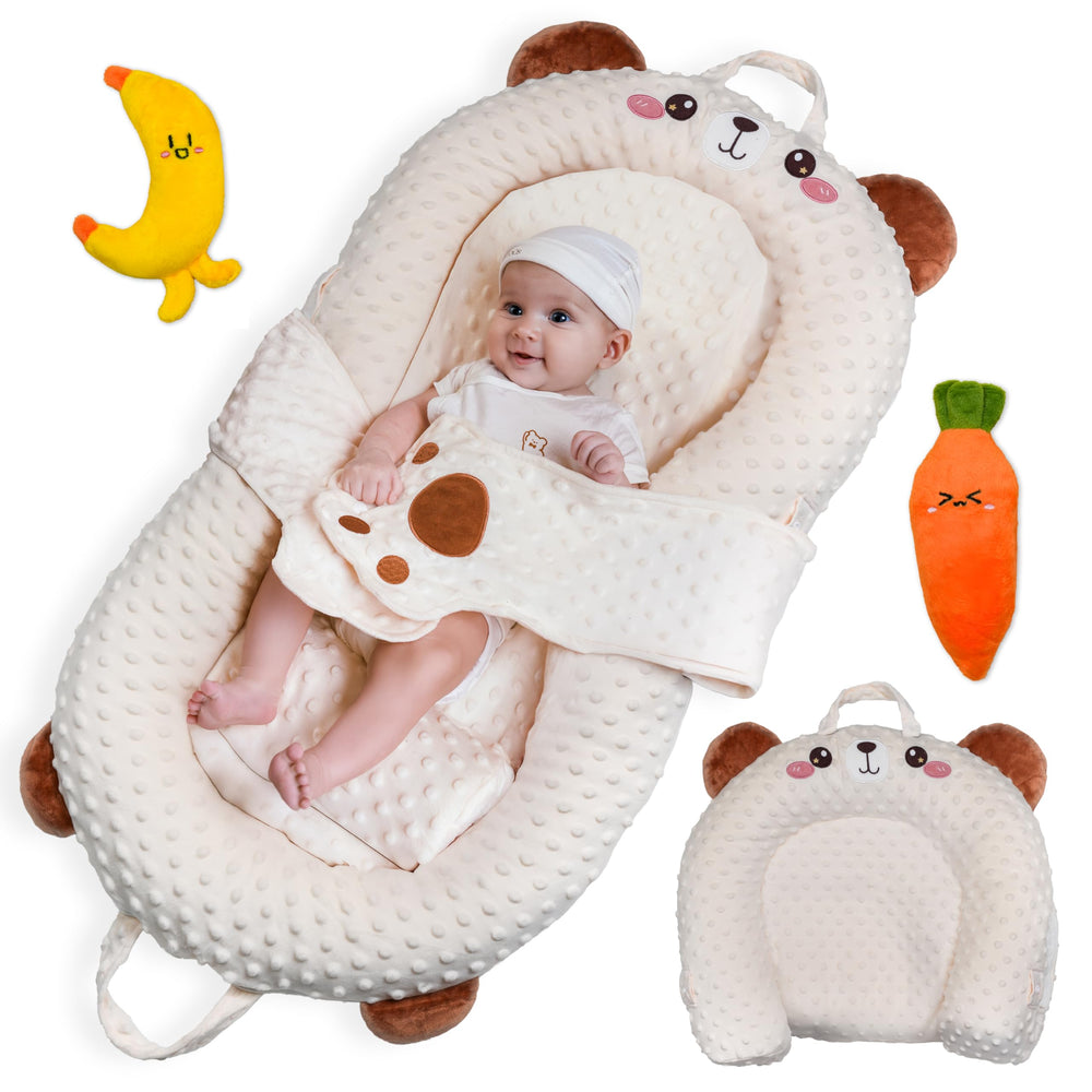 BabieBoo baby lounger velvet cover close-up, soft and breathable for comfy newborn lounging.