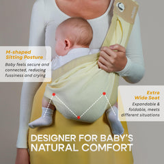 BabieBoo newborn-friendly beige sling image emphasizes gentle support from day one