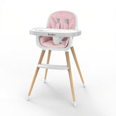 Babilous baby high chair wooden frame provides sturdy dining support for infants.