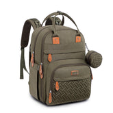 Bableroo diaper bag army green front view shows organized travel-ready storage.