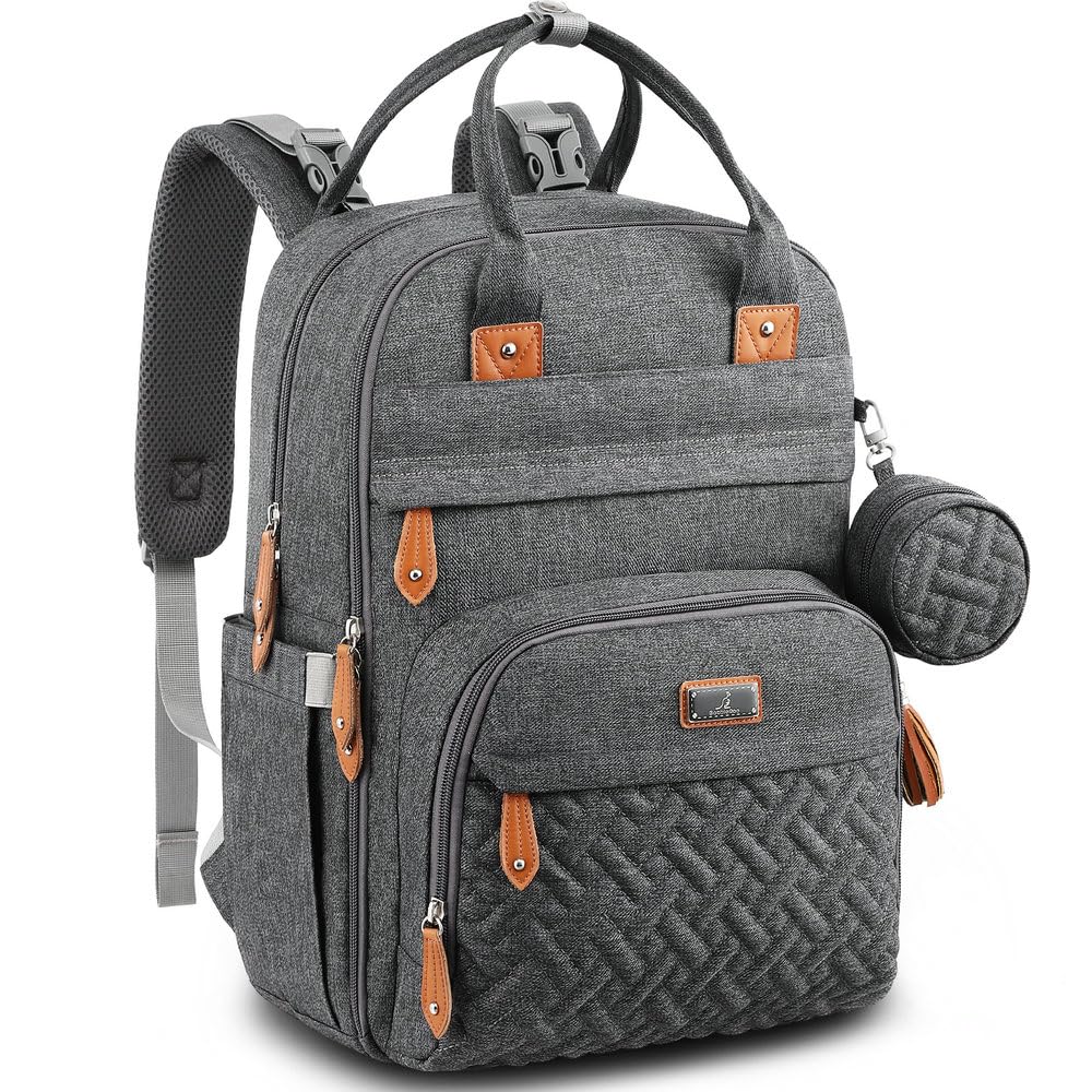 BabbleRoo diaper bag backpack with folding changing mat for on-the-go changes
