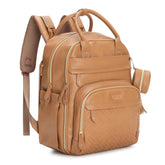 BabbleRoo leather diaper bag backpack outer view shows durable, water-resistant exterior and organized pockets.