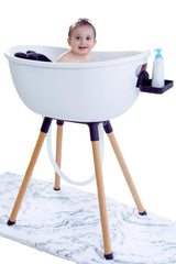 Babu Bath luxury baby bathtub with wooden stand elevated height for comfortable, back-saving baths