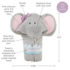 Soft grey terry fabric with pink chevron trim feels plush and gentle