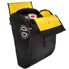 Baby & Beyond padded travel bag uses water-repellent ripstop fabric for protection.