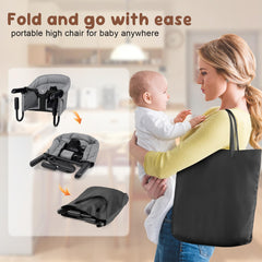 Baby Bliss removable seat cover simplifies cleaning after meals.
