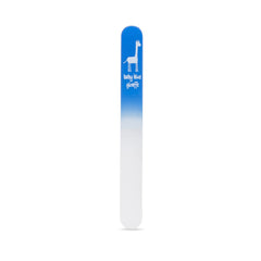 Baby Blue Giraffe nail file close-up shows glass precision for delicate nails.
