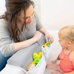 BABY BOOTH elbow pad pockets organize bath toys and bottles