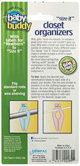 Baby Buddy Size-It removable labels for 15 sizes keep clothes organized.