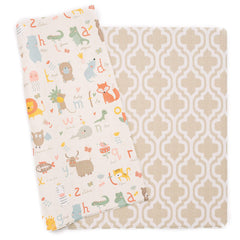 Baby Care Play Mat large Moroccan beige 82x55 shows expansive play area for safe floor time.