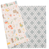 Baby Care Play Mat large Moroccan blue laid flat for spacious tummy time and play