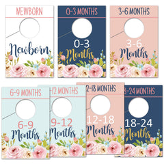 Baby Closet Size Dividers Floral newborn to 0-3 months setup for easy wardrobe sorting.