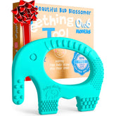 Baby Elefun teething rings turquoise closeup for on-the-go soothing gums