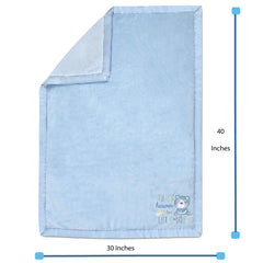 Baby Essentials blue blanket in baby carrier demonstrates portable comfort for on-the-go parents