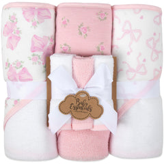 Baby Essentials hooded bath towel 30x30 wraps newborn in cozy warmth after bath
