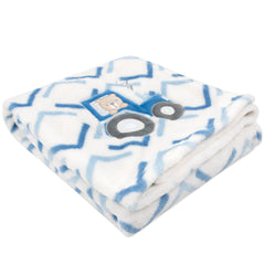 Baby Essentials Lion Tractor Stripe blanket with embroidery for cute security-style cuddle.