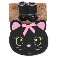 Baby Essentials matching cat booties provide cozy, festive foot coverage