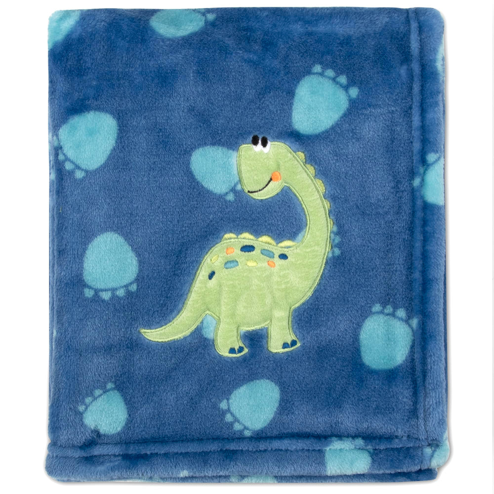 Baby Essentials plush fleece throw with dino paws for cozy naps.