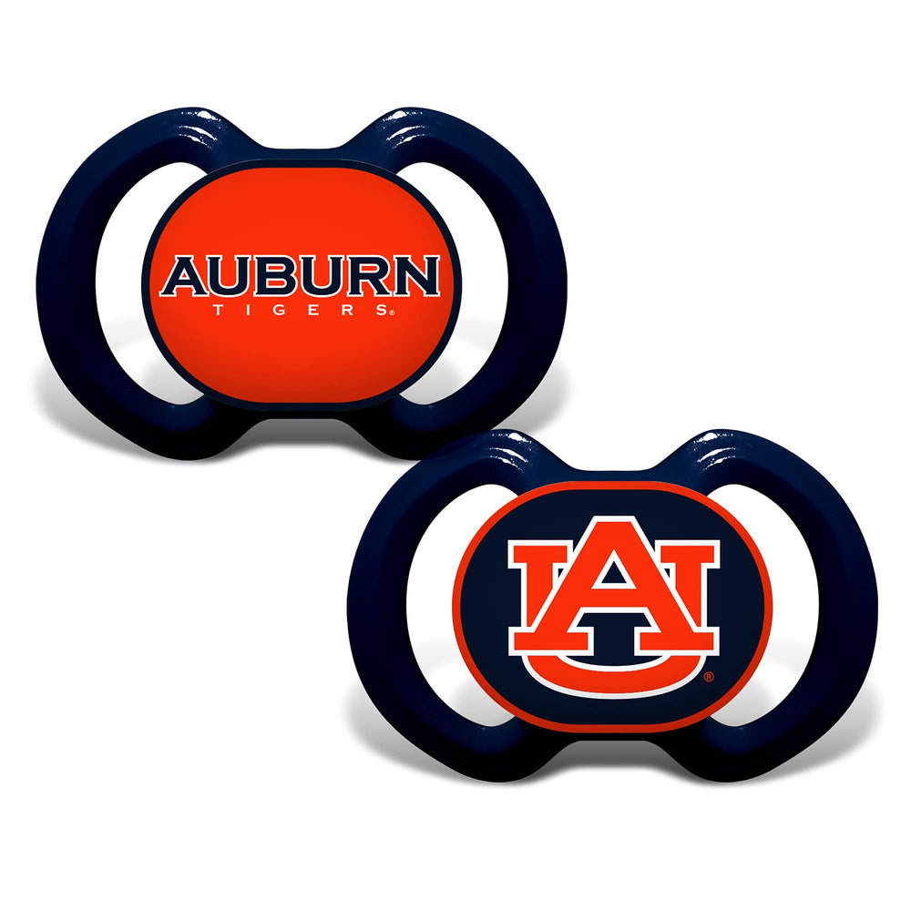 Baby Fanatic Auburn Tigers pacifier logo button supports early team spirit.