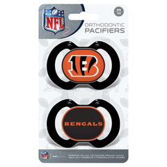 BabyFanatic pacifier Bengals logo button close view highlighting team emblem for comforting moments