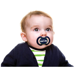 Baby Fanatic Seattle Seahawks pacifier two-pack packaging shows convenient gift set.