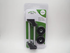 Baby Gate Guru M10 adapter in use with a pressure gate enabling secure setup.