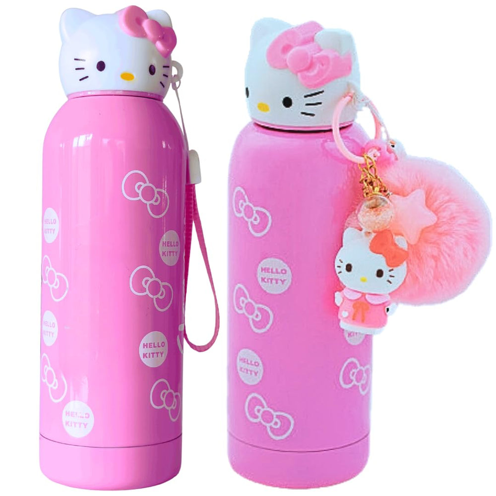 Baby In Love Basket Hello Kitty water bottle pink side view with durable stainless steel for everyday use.