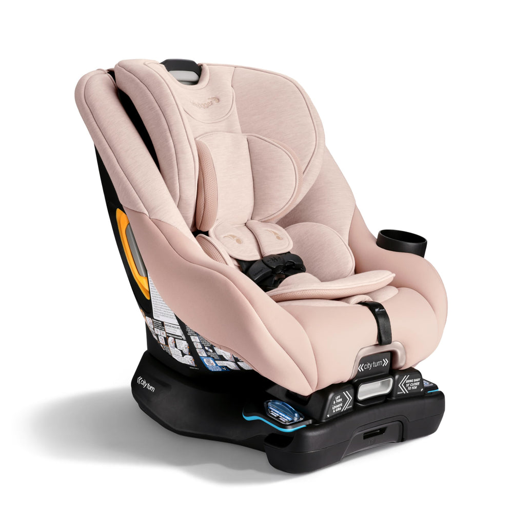 Baby Jogger City Turn front view rotates for easy rear-facing buckling