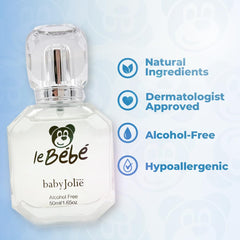 Baby Jolie Le Bebe spray bottle demonstrating quick, gentle application for mornings