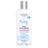 Baby Jolie Relaxing Baby Oil Gel bottle demonstrates moisture for delicate skin after bath.